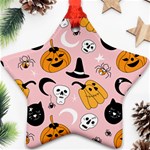 Pumpkin Cat Pattern Skull Star Ornament (Two Sides) Front