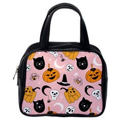 Pumpkin Cat Pattern Skull Classic Handbag (One Side)