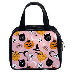 Pumpkin Cat Pattern Skull Classic Handbag (Two Sides)