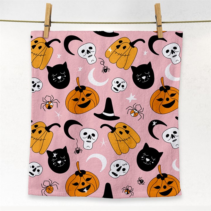 Pumpkin Cat Pattern Skull Face Towel