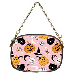 Pumpkin Cat Pattern Skull Chain Purse (One Side)