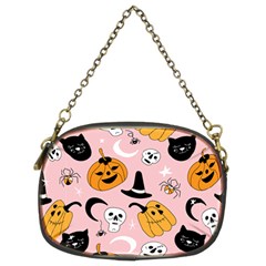 Pumpkin Cat Pattern Skull Chain Purse (two Sides) by Wegoenart