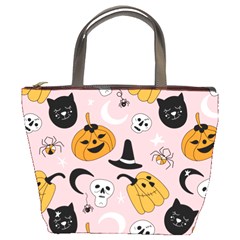 Pumpkin Cat Pattern Skull Bucket Bag