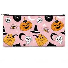 Pumpkin Cat Pattern Skull Pencil Case by Wegoenart