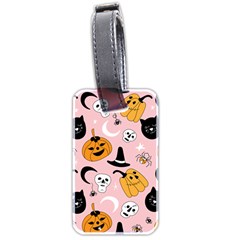 Pumpkin Cat Pattern Skull Luggage Tag (two Sides) by Wegoenart