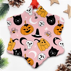 Pumpkin Cat Pattern Skull Ornament (snowflake) by Wegoenart