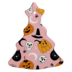 Pumpkin Cat Pattern Skull Christmas Tree Ornament (two Sides) by Wegoenart