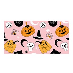 Pumpkin Cat Pattern Skull Satin Wrap 35  x 70 