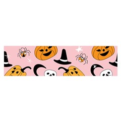 Pumpkin Cat Pattern Skull Oblong Satin Scarf (16  x 60 )