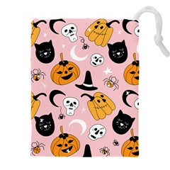 Pumpkin Cat Pattern Skull Drawstring Pouch (4xl) by Wegoenart