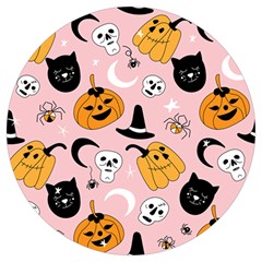 Pumpkin Cat Pattern Skull Round Trivet by Wegoenart