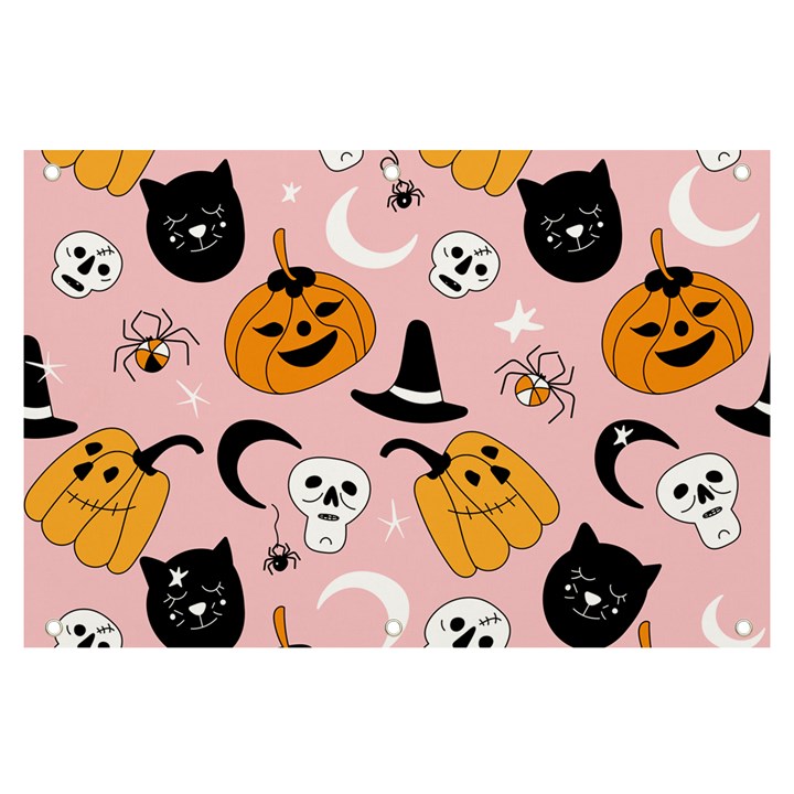 Pumpkin Cat Pattern Skull Banner and Sign 6  x 4 