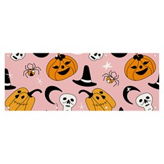 Pumpkin Cat Pattern Skull Banner And Sign 8  X 3  by Wegoenart