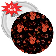 Autumn Night Pattern Glitter 3  Buttons (10 Pack)  by Wegoenart