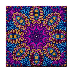 Mandala Rosette Floral Pattern Tile Coaster by Wegoenart