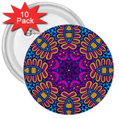 Mandala Rosette Floral Pattern 3  Buttons (10 Pack)  by Wegoenart