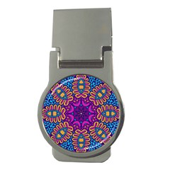 Mandala Rosette Floral Pattern Money Clips (round)  by Wegoenart