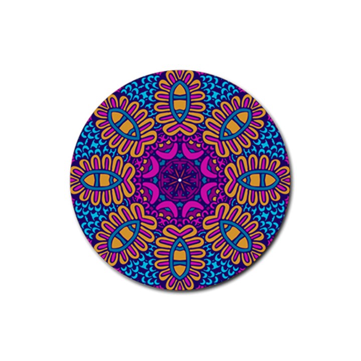 Mandala Rosette Floral Pattern Rubber Coaster (Round)