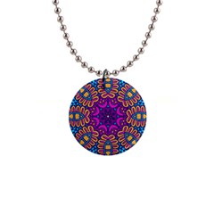 Mandala Rosette Floral Pattern 1  Button Necklace by Wegoenart