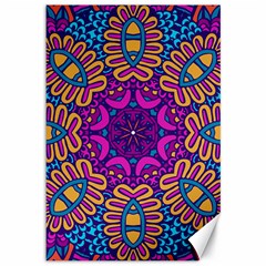 Mandala Rosette Floral Pattern Canvas 12  X 18  by Wegoenart