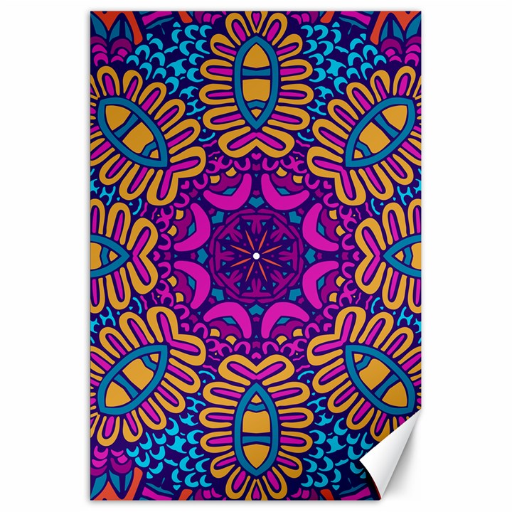 Mandala Rosette Floral Pattern Canvas 20  x 30 