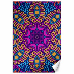 Mandala Rosette Floral Pattern Canvas 24  X 36  by Wegoenart