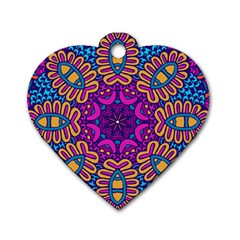 Mandala Rosette Floral Pattern Dog Tag Heart (two Sides) by Wegoenart