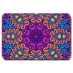 Mandala Rosette Floral Pattern Large Doormat  by Wegoenart