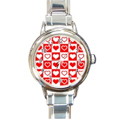 Background-card-checker-chequered Round Italian Charm Watch