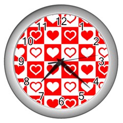 Background-card-checker-chequered Wall Clock (silver)