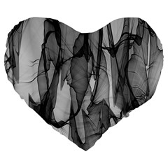 Abstract-black White (1) Large 19  Premium Flano Heart Shape Cushions by nateshop