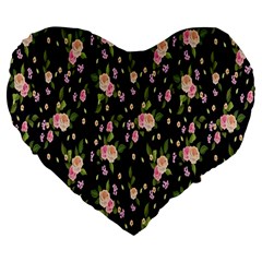 Background-roses Large 19  Premium Flano Heart Shape Cushions by nateshop