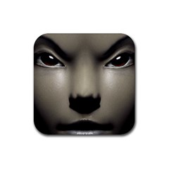 Close Up Portrait Asian Woman Close Up Portrait Asian Woman Rubber Coaster (square)