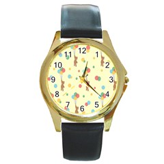 Bear 2 Round Gold Metal Watch by nateshop