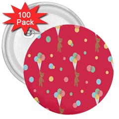 Bear 4 3  Buttons (100 Pack)  by nateshop