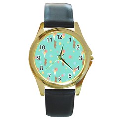 Bear 6 Round Gold Metal Watch by nateshop