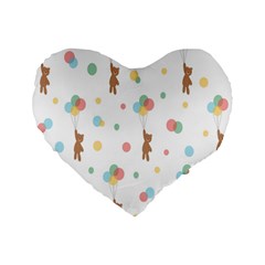 Bear Standard 16  Premium Flano Heart Shape Cushions by nateshop