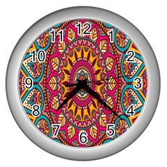 Buddhist Mandala Wall Clock (silver) by nateshop