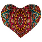 Buddhist Mandala Large 19  Premium Heart Shape Cushions Back