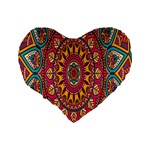 Buddhist Mandala Standard 16  Premium Flano Heart Shape Cushions Back