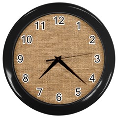 Burlap Texture Wall Clock (black) by nateshop