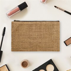 Burlap Texture Cosmetic Bag (medium) by nateshop