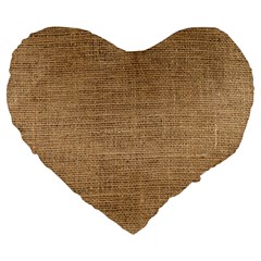 Burlap Texture Large 19  Premium Flano Heart Shape Cushions by nateshop