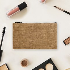 Burlap Texture Cosmetic Bag (small) by nateshop