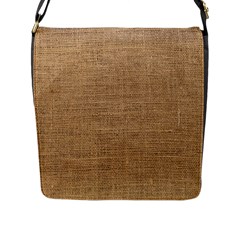 Burlap Texture Flap Closure Messenger Bag (l) by nateshop