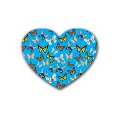 Butterflies Rubber Heart Coaster (4 Pack)