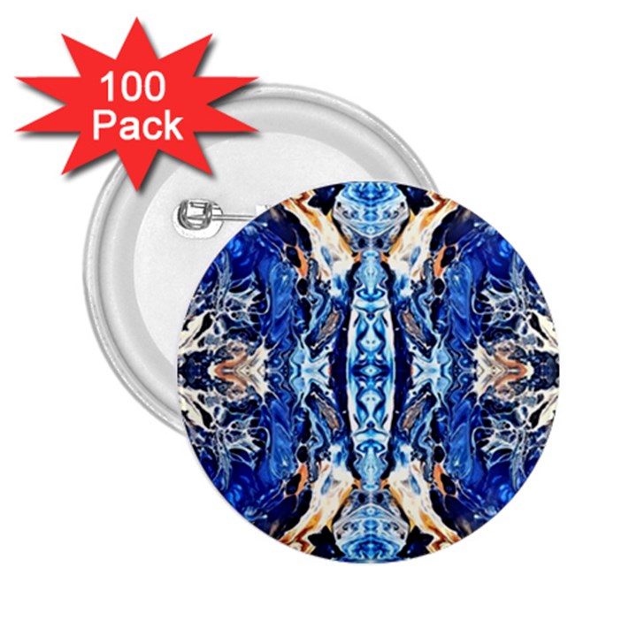 Cobalt on gold symmetry 2.25  Buttons (100 pack) 