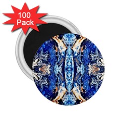 Cobalt On Gold Symmetry 2 25  Magnets (100 Pack)  by kaleidomarblingart