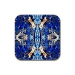 Cobalt on gold symmetry Rubber Coaster (Square) Front