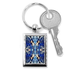 Cobalt On Gold Symmetry Key Chain (rectangle) by kaleidomarblingart